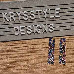 Vintage Style Rectangle Synthetic Gems Earrings